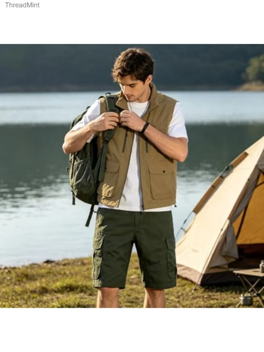 Men's Cotton Cargo Shorts Casual Summer Outdoor Work with 6 Pockets